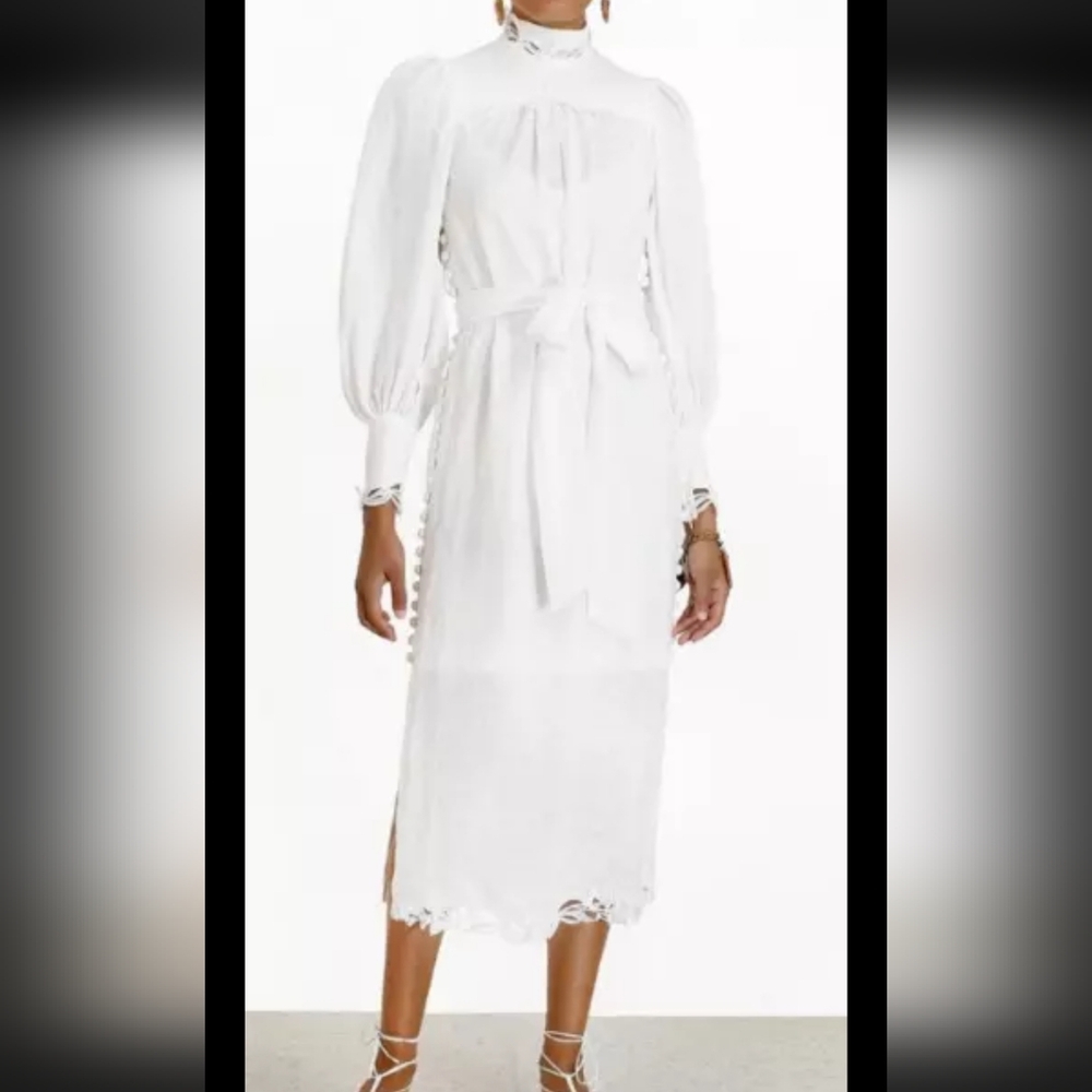 ZIMMERMANN Luminous Buttoned Smock Midi Dress size 2 - Picture 2 of 8